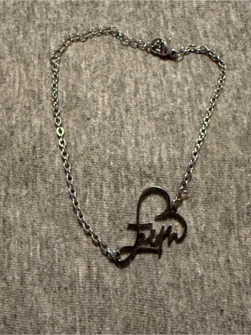 Sterling Silver Script Heart Faith Bracelet - Silver